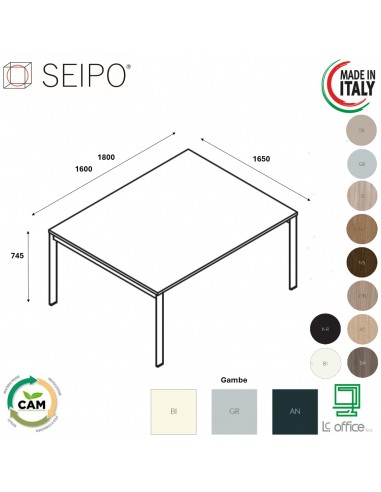 DECK Tavolo riunione p. 1650 piano monoblocco gambe a ponte piano melaminico Seipo DK.0240 41