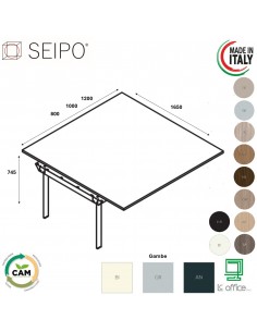 DECK allungo per Tavolo riunione composto p. 1650 piano monoblocco gambe a ponte piano melaminico Seipo DK.0250 51 52