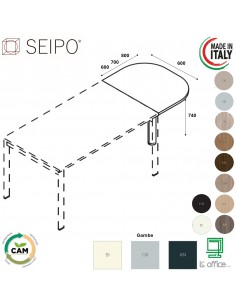 DECK Terminale per scrivania profondità 600-700-800 gambe portante piano melaminico Seipo DTP.0010 11 15