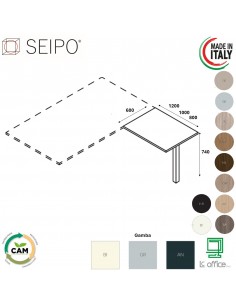 DECK Appendice retta con gamba autoportante gamba portante piano melaminico Seipo DTP.0035 36 37