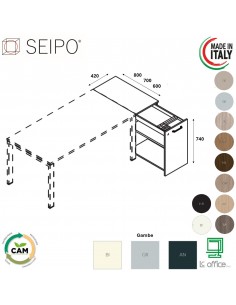 DECK Mobile cassettiera complanare in laminato Seipo DTP.1072 77 73