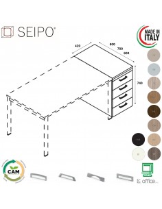 DECK Mobile cassettiera complanare con 4 cassetti in laminato Seipo DTP.0020 21 22