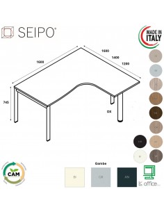 DECK Workstation DX da 1600 gambe a ponte in laminato e gambone portante Seipo DK.0109 10 11