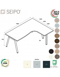 DECK Workstation DX da 1600 gambe inclinato in laminato e gambone portante Seipo DKI.0109 10 11