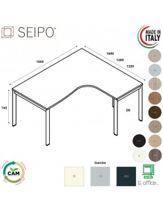 DECK Workstation DX da 1800 gambe a ponte in laminato Seipo DK.0112 13 14