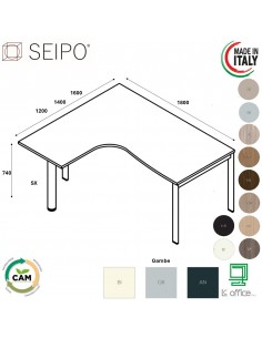 DECK Workstation SX da 1800 gambe a ponte in laminato e gambone portante Seipo DK.0121 22 23