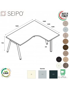 DECK Workstation DX da 1800 gambe inclinato in laminato e gambone portante Seipo DKI.0121 22 23