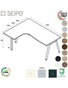 DECK Workstation SX da 1800 gambe inclinato in laminato e gambone portante Seipo DKI.0121 22 23