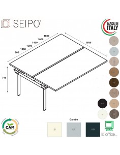 DECK Allunga per scrivania Benches con gambe a ponte p. 1650 piano melaminico Seipo DK.0355 56 57 58 59 60