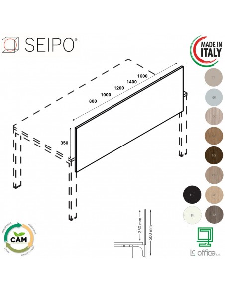 DECK Schermi in melaminico per scrivania e/o workstation per scrivanie Seipo U.0066 0067 0068 0069 0070 0071