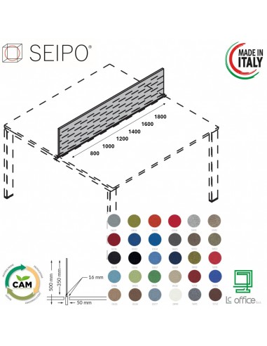 DECK Schermi fonoassorbente rivestito in tessuto per scrivania e/o workstation Seipo U.0080 81 82 83 84 85