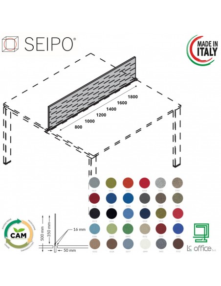 DECK Schermi fonoassorbente rivestito in tessuto per scrivania e/o workstation Seipo U.0080 81 82 83 84 85