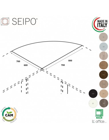 DECK Raccordo SX 90° per scrivanie da 600-700-800 Seipo DTP.0004 05 06