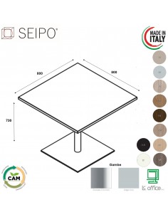Tavolo attesa base zavorrata in acciaio inox quadra e piano quadro SEIPO  TB.0100