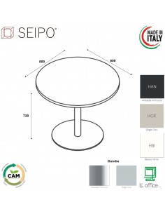 Tavolo attesa base zavorrata  in acciaio inox tonda e piano tondo TB.0101 HPL