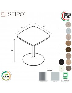 Tavolo basso base in acciaio  a calice tonda e piano quadro sagomato TB.0102