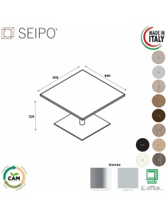 Tavolo attesa base zavorrata in acciaio inox quadra e piano quadro melaminico TB.0110