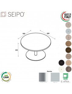 Tavolo attesa base zavorrata in acciaio inox tonda e piano tondo melaminico TB.0111