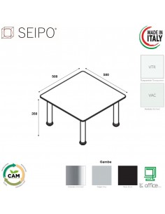 copy of Tavolo basso, quattro piedi in in acciaio e piano vetro TB.0115