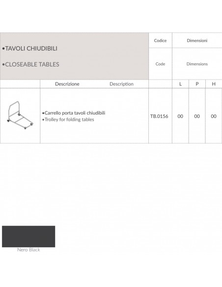 Carrello porta tavoli chiudibili SEIPO TB.0156 tec
