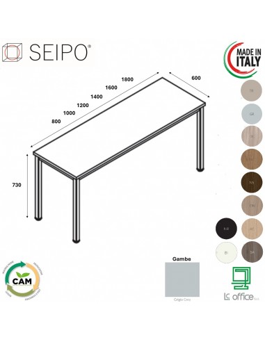 Tavolo fisso P.600 melaminico SEIPO TB.0170 71 72 73 74 75