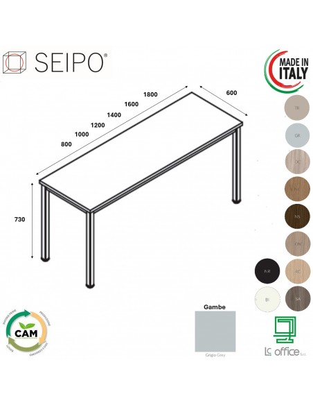 Tavolo fisso P.600 melaminico SEIPO TB.0170 71 72 73 74 75