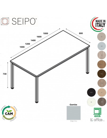 Tavolo fisso P.800 melaminico SEIPO TB.0180 81 82 83 84