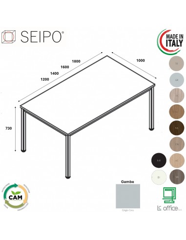 Tavolo fisso P.1000 melaminico SEIPO TB.0186 87 88 89