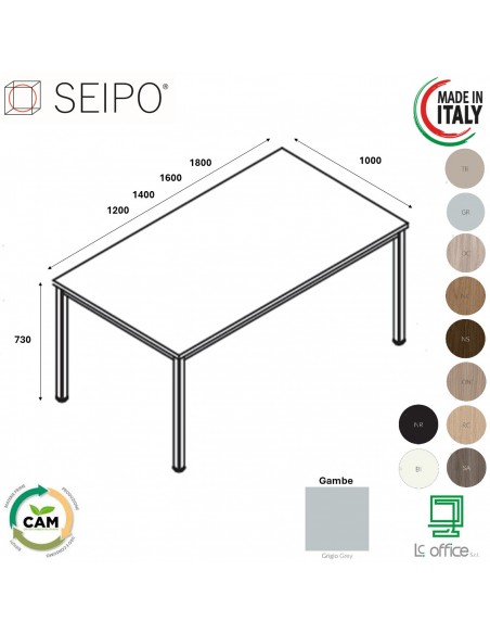 Tavolo fisso P.1000 melaminico SEIPO TB.0186 87 88 89