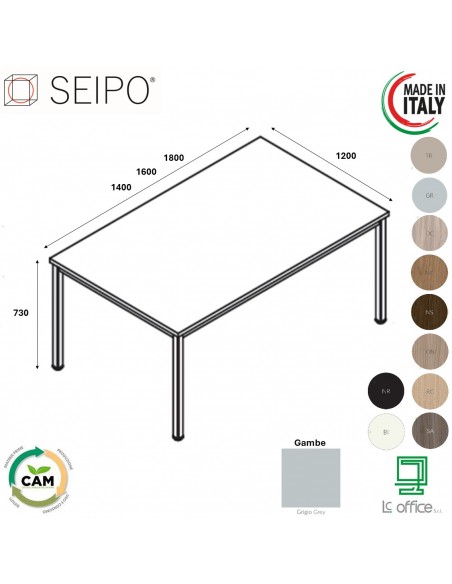 Tavolo fisso P.1200 melaminico SEIPO TB.0190 TB.0191 TB.0192