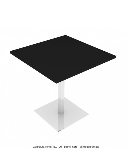 Tavolo attesa base zavorrata in acciaio inox quadra e piano quadro melaminico SEIPO TB.0100 img nero