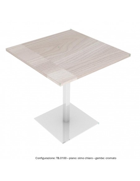Tavolo attesa base zavorrata in acciaio inox quadra e piano quadro melaminico SEIPO TB.0100 img olmo chiaro