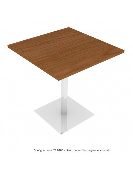 Tavolo attesa base zavorrata in acciaio inox quadra e piano quadro melaminico SEIPO TB.0100 img noce chiaro