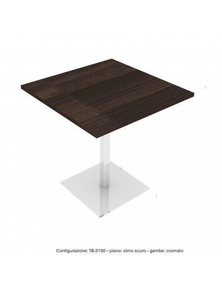 Tavolo attesa base zavorrata in acciaio inox quadra e piano quadro melaminico SEIPO TB.0100 img olmo scuro