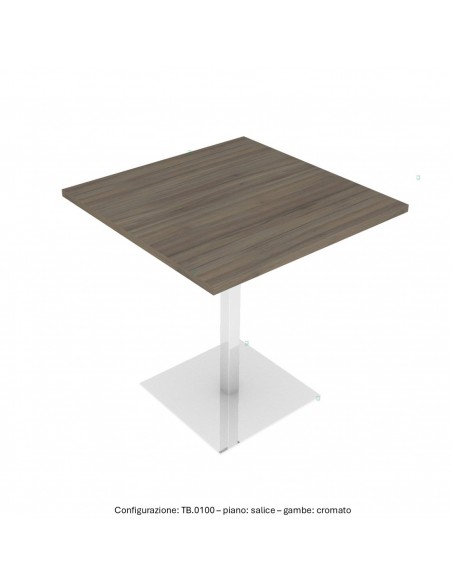 Tavolo attesa base zavorrata in acciaio inox quadra e piano quadro melaminico SEIPO TB.0100 img salice