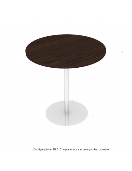 Tavolo attesa base zavorrata in acciaio inox tonda e piano tondo melaminico SEIPO TB.0101 img noce scuro