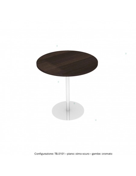 Tavolo attesa base zavorrata in acciaio inox tonda e piano tondo melaminico SEIPO TB.0101 img olmo scuro