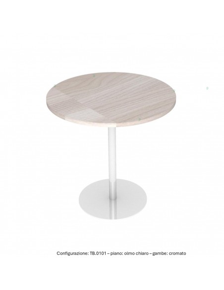 Tavolo attesa base zavorrata in acciaio inox tonda e piano tondo melaminico SEIPO TB.0101 img olmo chiaro