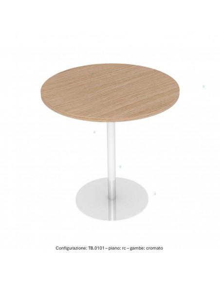 Tavolo attesa base zavorrata in acciaio inox tonda e piano tondo melaminico SEIPO TB.0101 img rovere chiaro