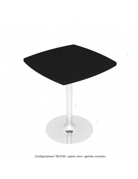 Tavolo basso base in acciaio a calice tonda e piano quadro sagomato melaminico SEIPO TB.0102 img nero