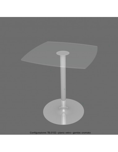 Tavolo basso base in acciaio a calice tonda e piano quadro sagomato vetro SEIPO TB.0102 img