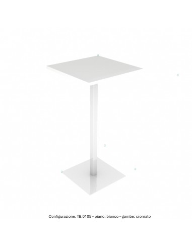 Tavolo alto base zavorrata in acciaio inox quadra e piano quadro melaminico SEIPO TB.0105 img bianco