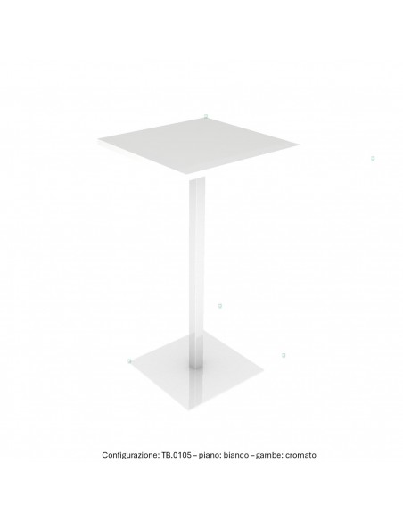 Tavolo alto base zavorrata in acciaio inox quadra e piano quadro melaminico SEIPO TB.0105 img bianco