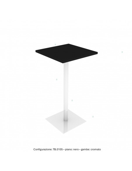 Tavolo alto base zavorrata in acciaio inox quadra e piano quadro melaminico SEIPO TB.0105 img nero