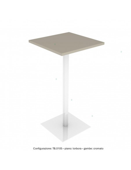 Tavolo alto base zavorrata in acciaio inox quadra e piano quadro melaminico SEIPO TB.0105 img tortora
