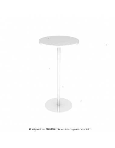 Tavolo alto base zavorrata in acciaio inox tonda e piano tondo melaminico SEIPO TB.0106 img bianco