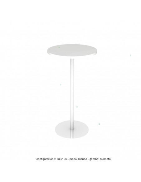 Tavolo alto base zavorrata in acciaio inox tonda e piano tondo melaminico SEIPO TB.0106 img bianco