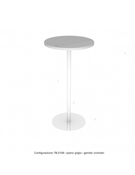 Tavolo alto base zavorrata in acciaio inox tonda e piano tondo melaminico SEIPO TB.0106 img grigio