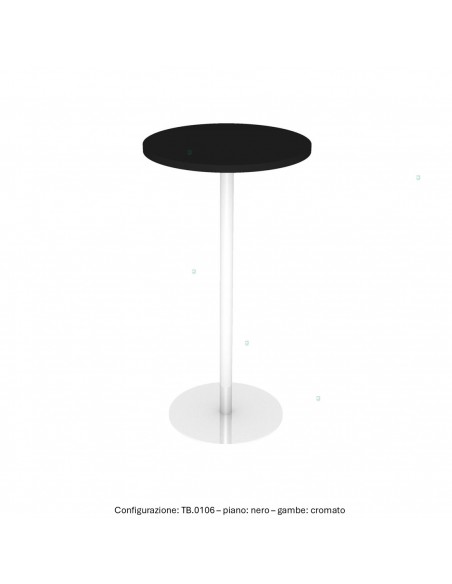 Tavolo alto base zavorrata in acciaio inox tonda e piano tondo melaminico SEIPO TB.0106 img nero
