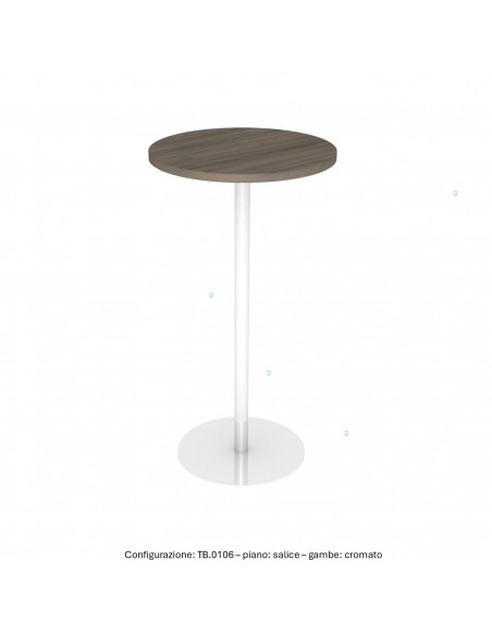 Tavolo alto base zavorrata in acciaio inox tonda e piano tondo melaminico SEIPO TB.0106 img salice